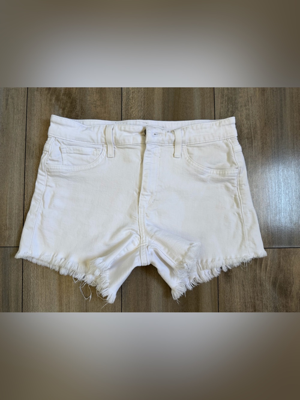 Jos. A. Bank White Frayed Hem Denim Shorts